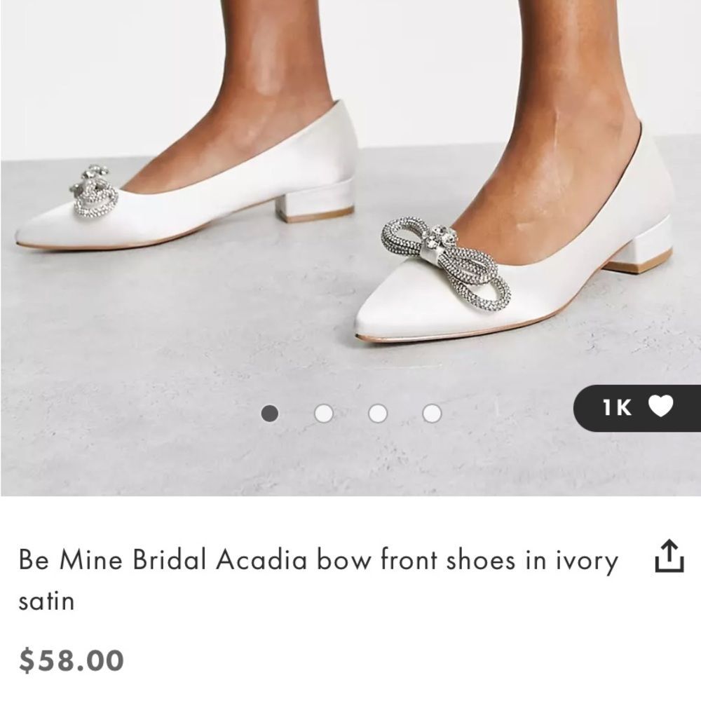 Be Mine by ASOS embellished Satin finish Bridal Flats Ivory